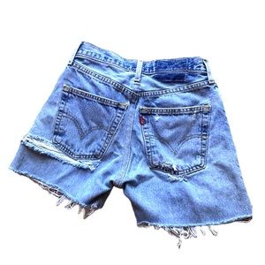 Levi’s button fly high waisted cut off jean shorts 26